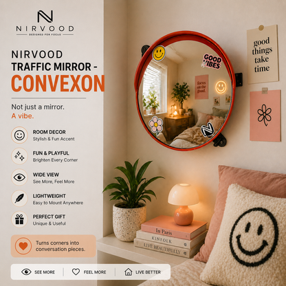 Nirvood Traffic Mirror - Convexicon With Cap