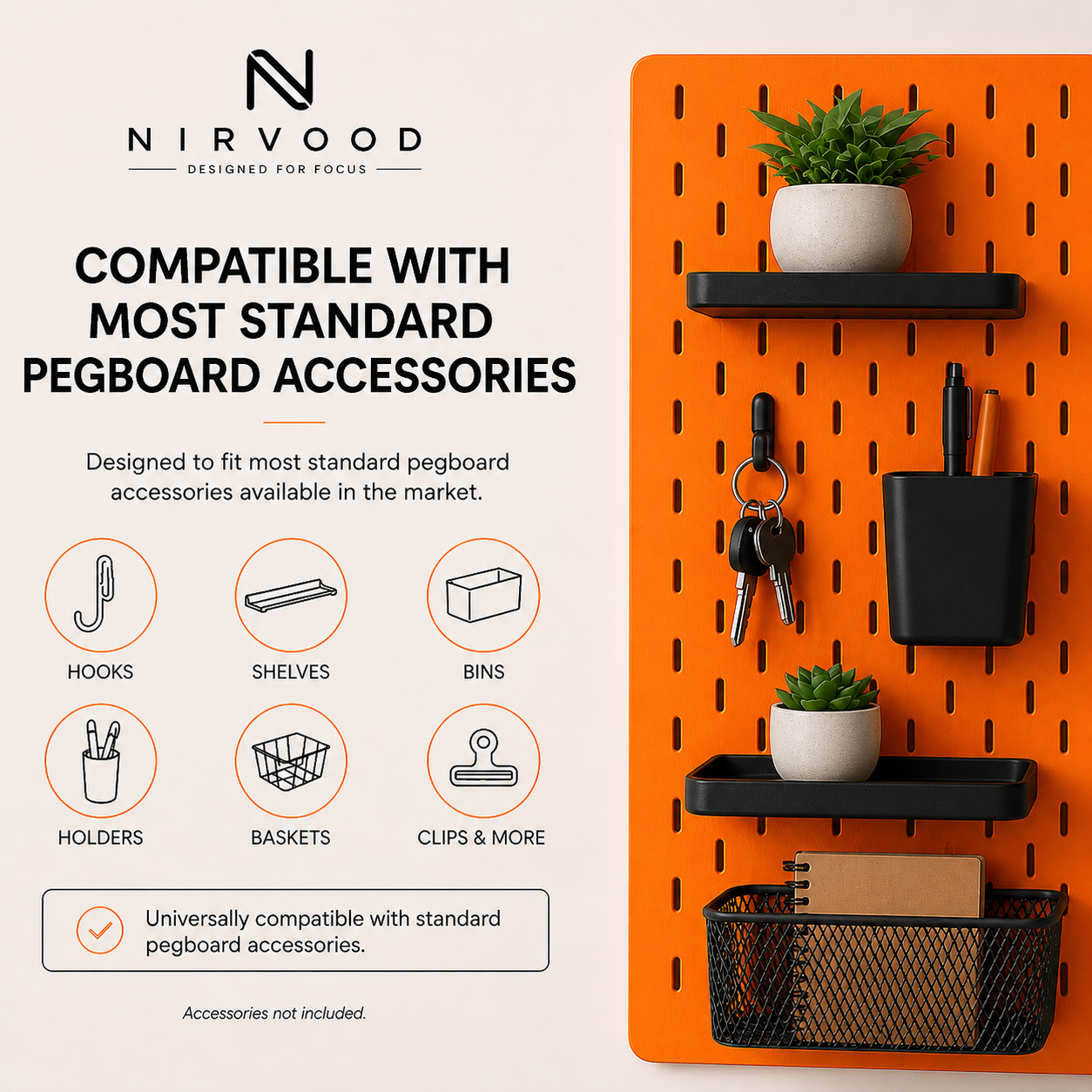 Nirvood Large Pegboard - Square 53x53 cm